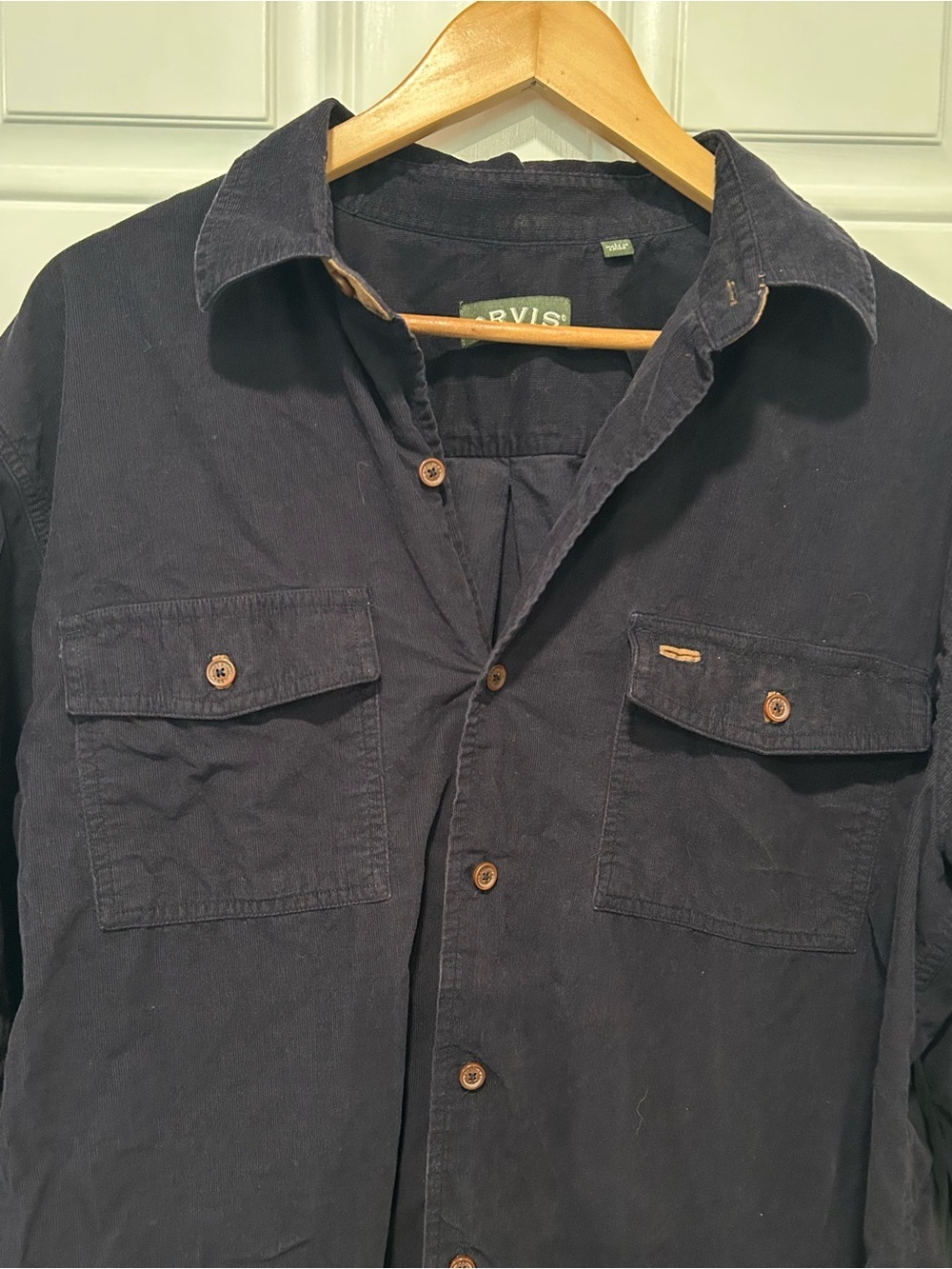 ORVIS Men's FAIRBANKS Corduroy Button Down Shirt Large Navy Blue Long Sleeve - Picture 5 of 16